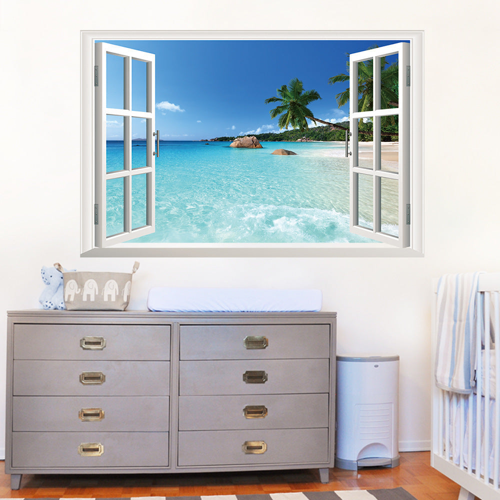 Sea view home window wall sticker