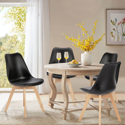 PU Leather Upholstered Dining Chairs With Wood Legs, Set Of 4 For Kitchen, Dining, Living Room