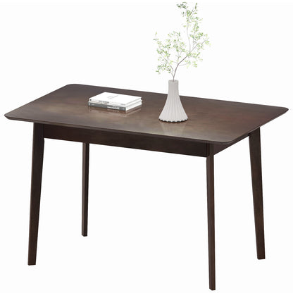 47.2 Rectangle Dining Table For 4, Mid-Century Modern Kitchen Table With Rubber Wood Frame For Dining Room, Mahogany