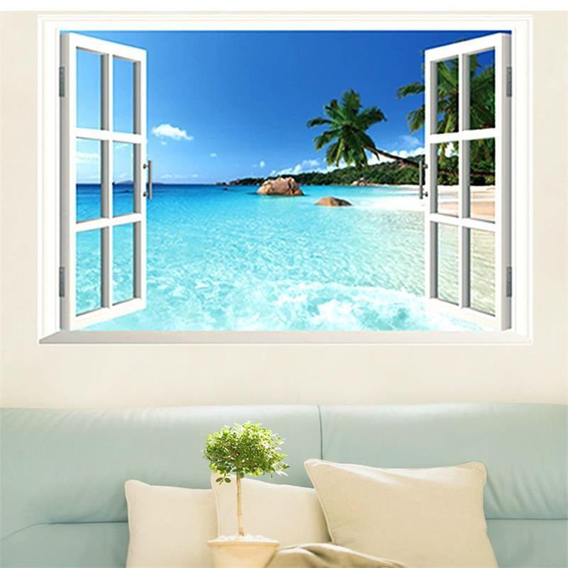 Sea view home window wall sticker