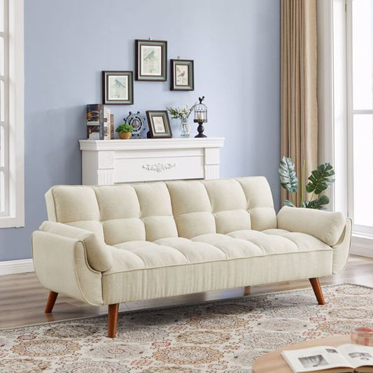 Newly Designed Linen Sofa Furniture With Adjustable Backrest And Easy Assembly Lounge Chair - Beige Color